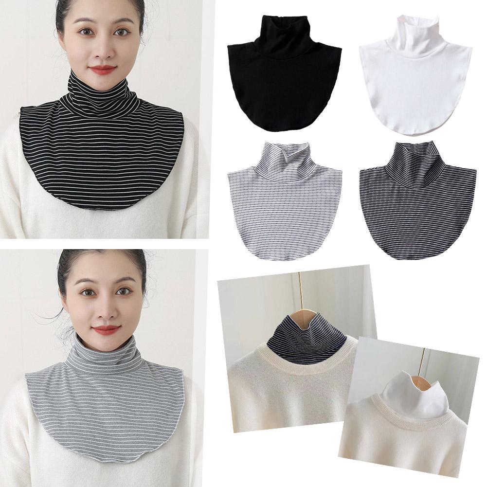2024 novo inverno modal alta nack colar falso feminino sólido destacável moda cor quente colarinho camisa gola alta elástica b7b8