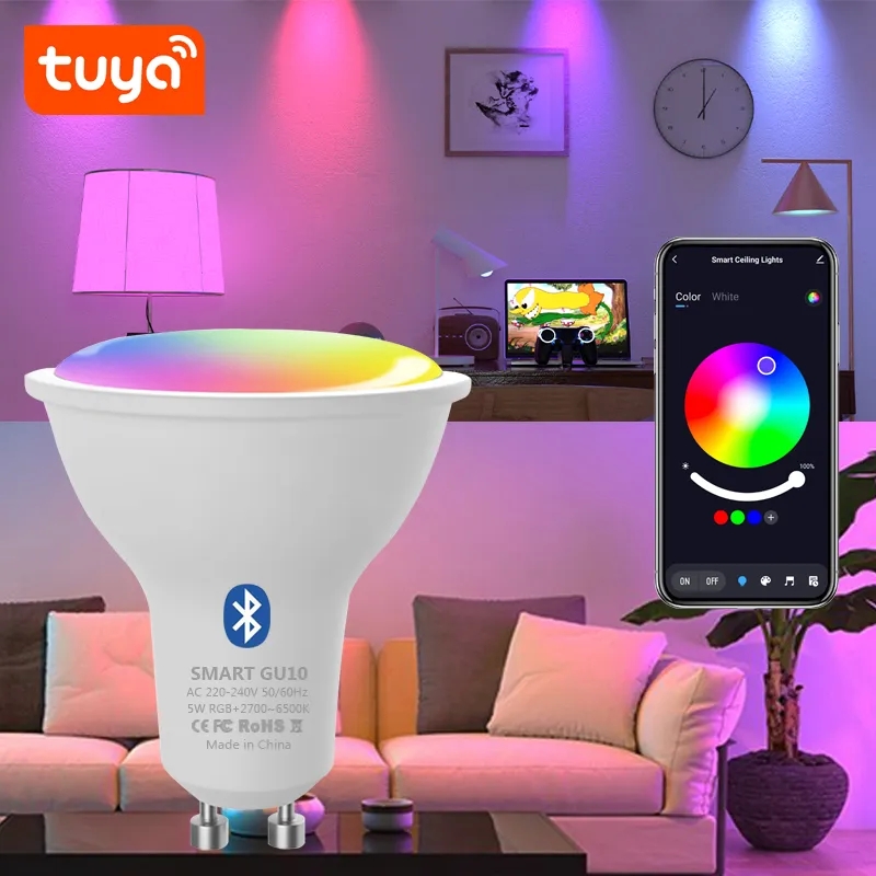 GU10 Bluetooth ランプ Tuya スマート電球 RGB 220V Led 電球スマート Led 電球アプリ制御ランプ 9 ワット調光可能部屋の家の装飾