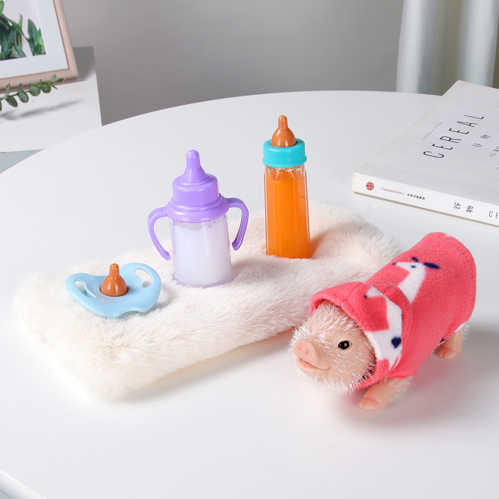Maialino in silicone da 5 pollici morbido e carino mini animali realistici con accessori regalo giocattolo di decompressione bambola di maiale neonato rinato realistico