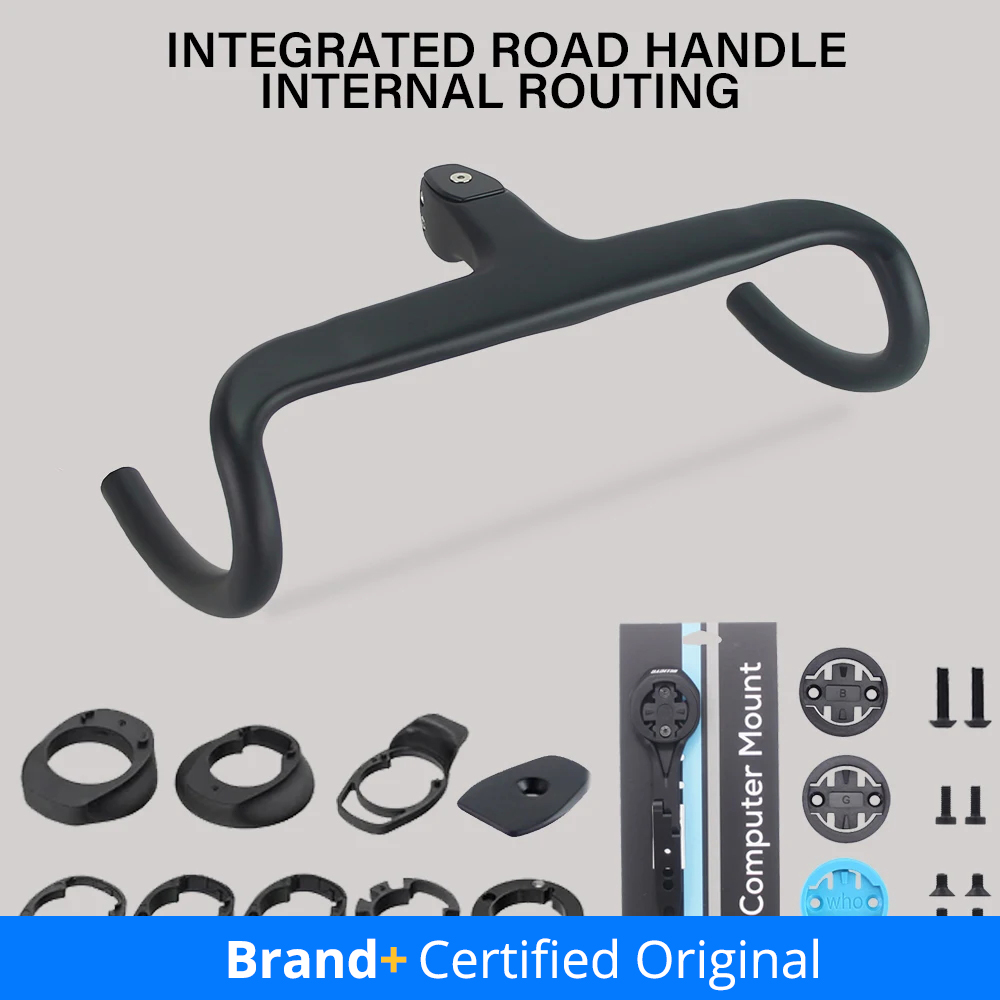 Sin logotipo T1 bicicleta de carretera Cable interno de fibra de carbono completo manillar de bicicleta integrado cabina para 360mm-380mm con espaciadores de montaje