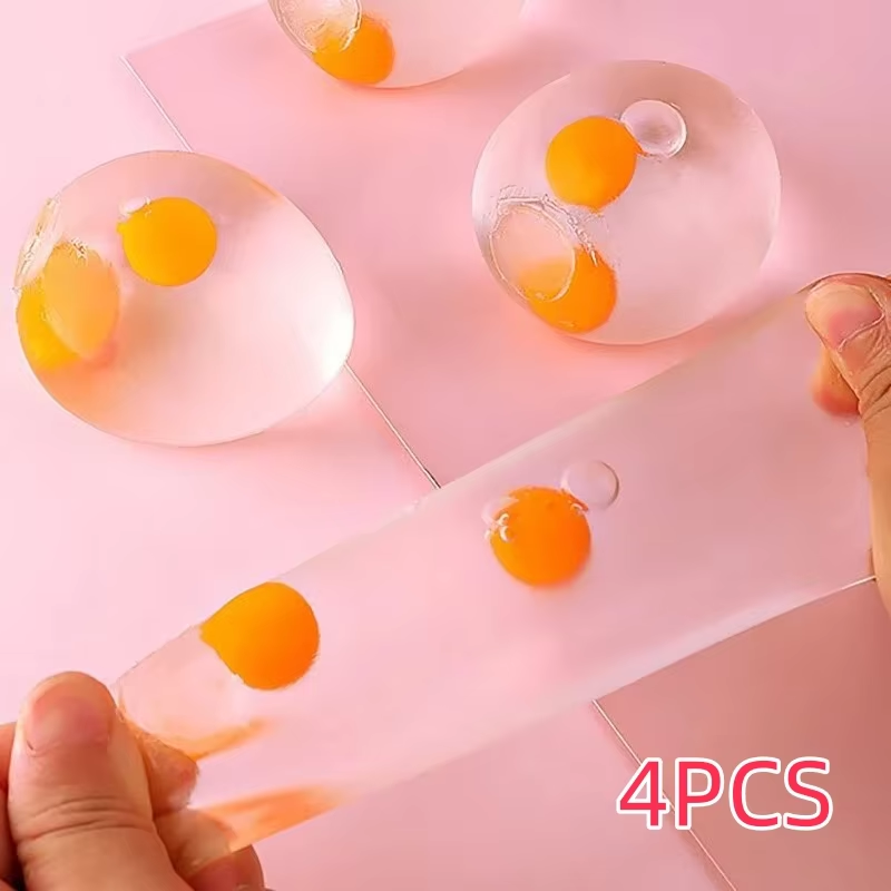 Huevo Antiestrés Transparente con Doble Huevo Amarillo, Simulación de Huevo, Alivio del Estrés para Adultos, Regalo Antiestrés