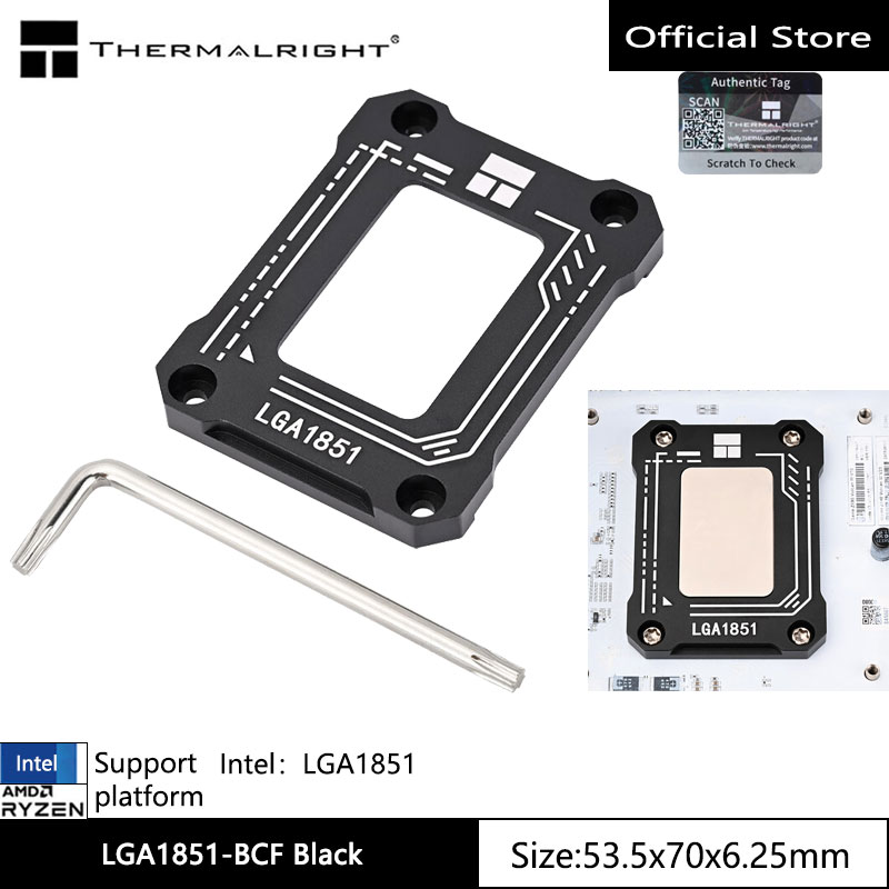 Thermalright LGA1851-BCF Hebilla de fijación de corrección de curvatura de CPU NEGRO 1851, placa de soporte antiaprizado, adecuada para Intel LGA1851