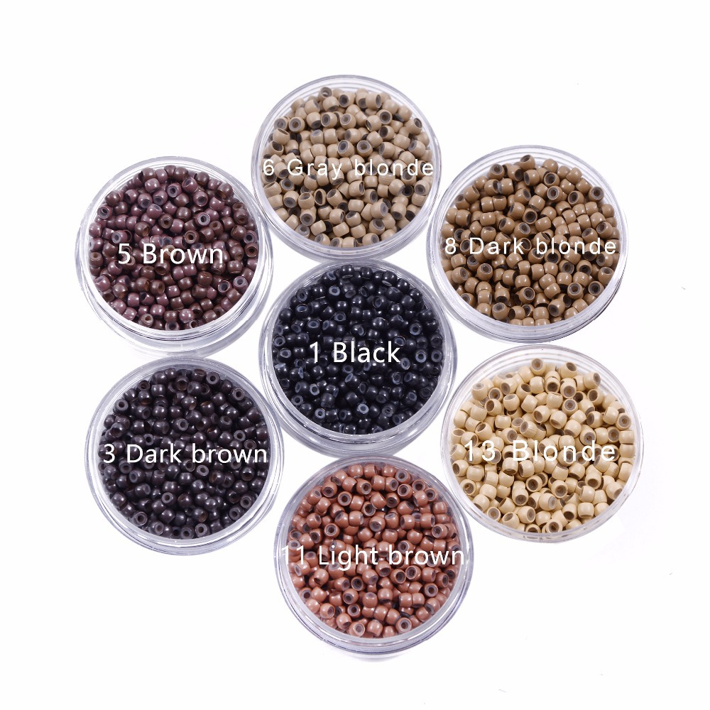 500 Uds cuentas de anillo de cobre 3,0mm nano cuentas de anillo forrado de silicona micro para extensiones de cabello