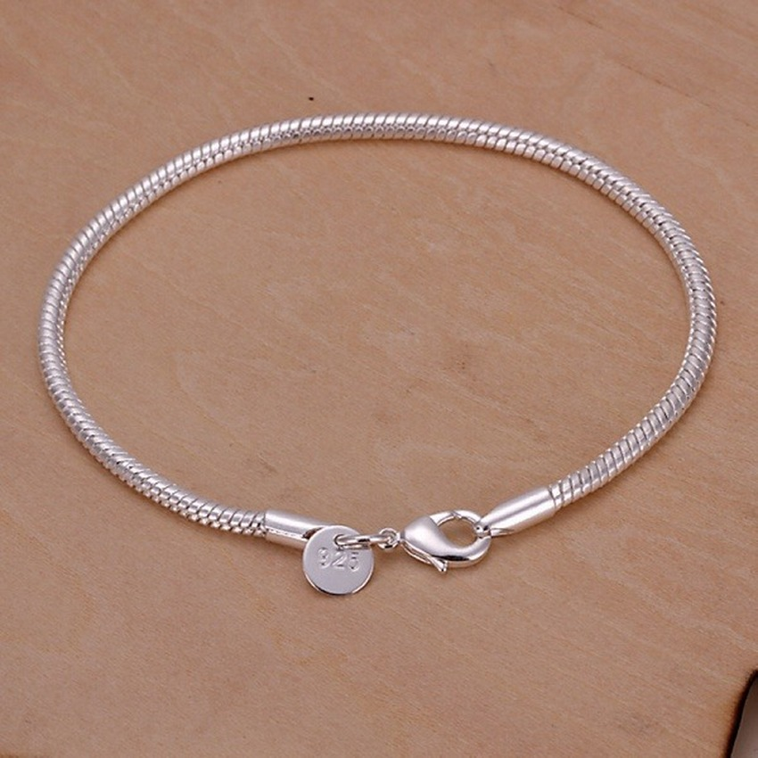 Pulseras de cadena de serpiente de 20cm, color plateado, 3MM, moda de fábrica, joyería de alta calidad, abalorio, boda bonita para mujer