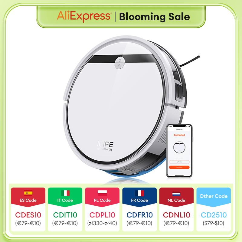 Combinação de robô aspirador e esfregão ILIFE V3X, V3s Pro atualizado, compatível com Alexa/Google/WiFi, 120 minutos, 3000Pa, ideal para pêlos de animais de estimação