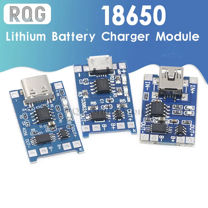 Placa de carga de batería de litio, módulo de 5V, 1A, Micro USB 18650, tipo c, protección de funciones duales, TP4056 18650, 1 ud.