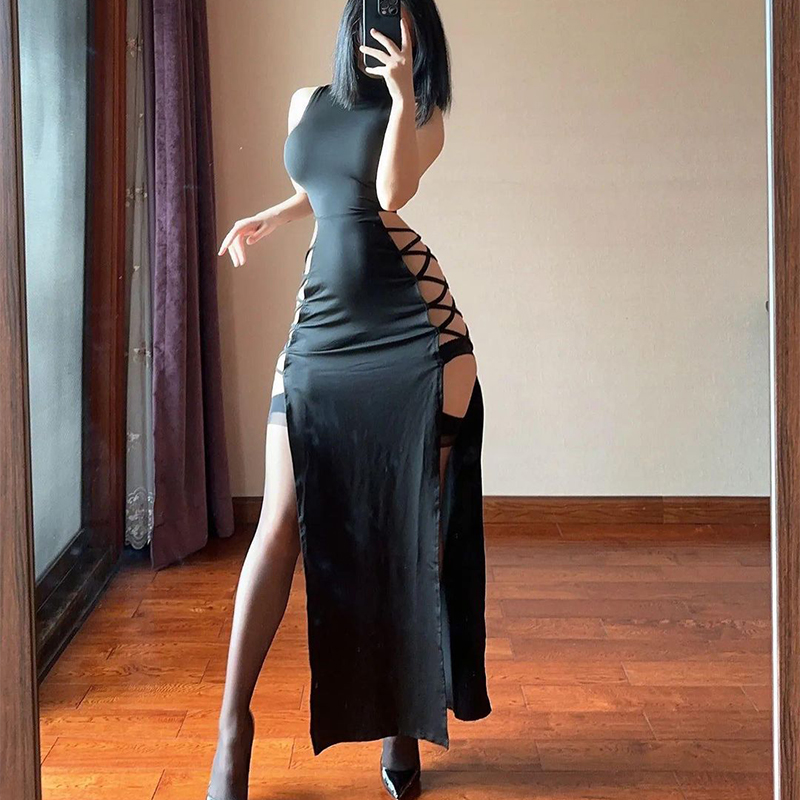 Robe de Soirée Longue à Bandes Croisées et Col Rond pour Femme, Sexy, Élégante, pour ix, Cocktail, Bal, Plage, Vacances, Éducative