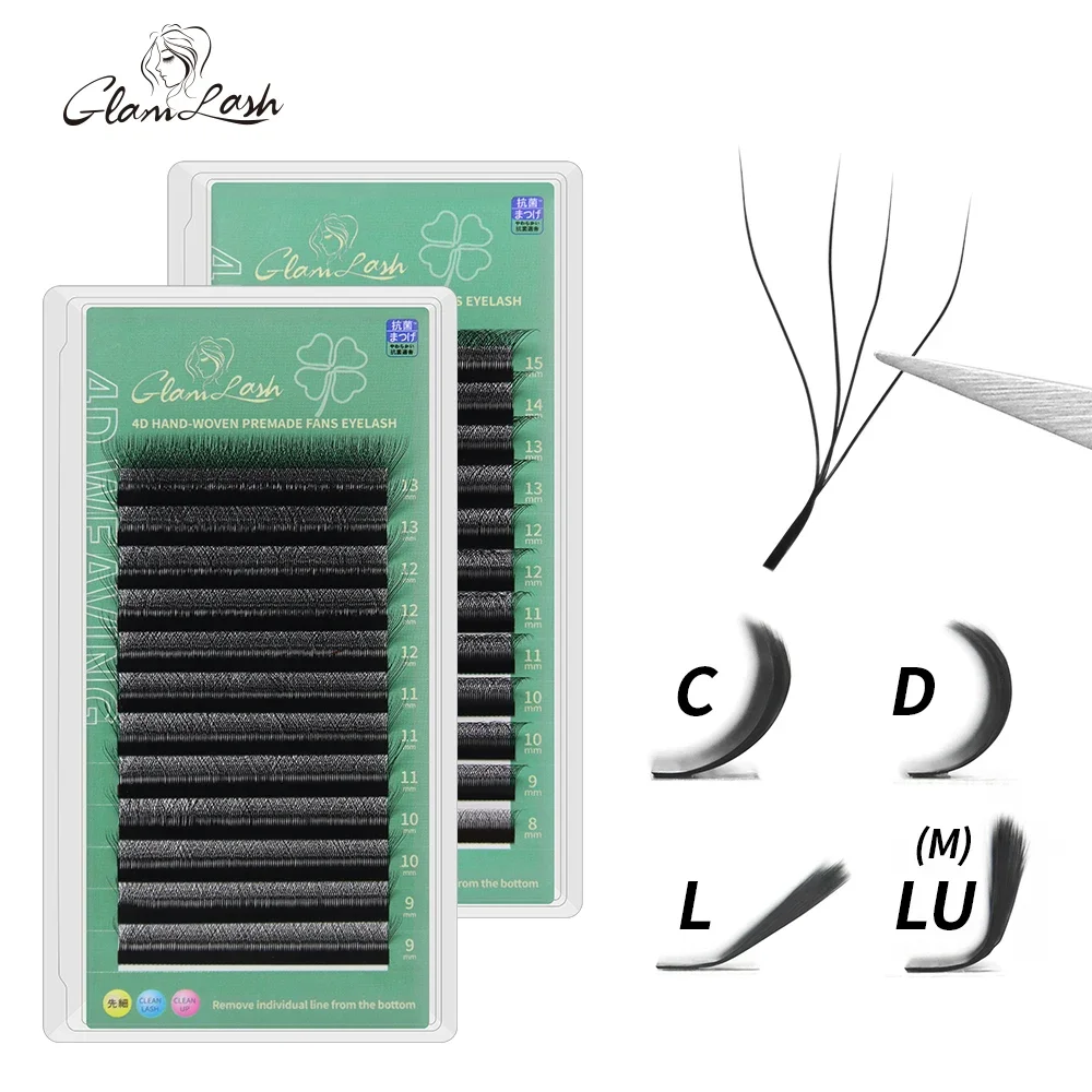 GLAMLASH 4D5D extensión de pestañas en forma de W ventiladores de volumen prefabricados pestañas estilo W pestañas postizas de visón suave fácil de abanicar pestañas naturales