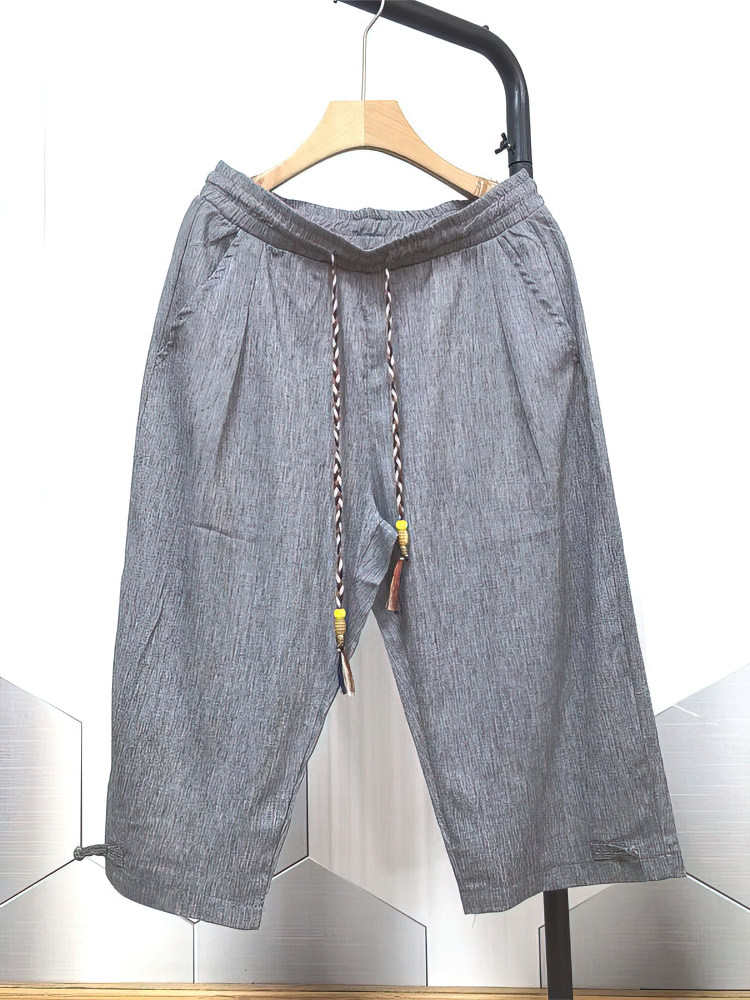 Pantalones cortos de lino y algodón para playa de verano, pantalones Capris informales de pierna ancha holgados para hombre, pantalones cortos deportivos para correr, pantalones de lino 2025
