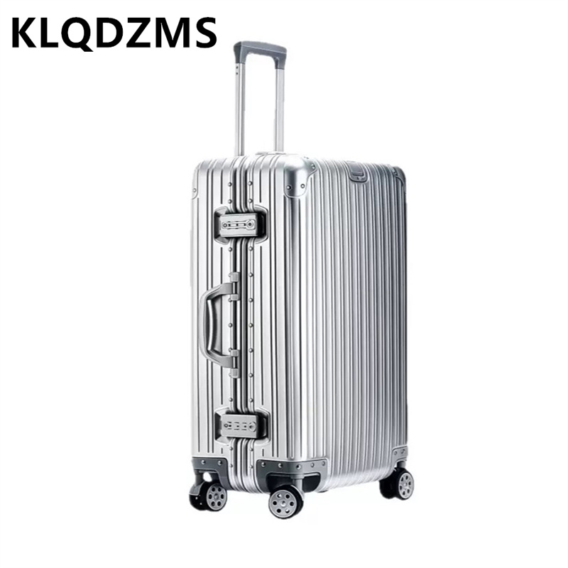 KLQDZMS Niemiecka walizka podróżna z aluminium i stopu magnezu, 20 cali, walizka kabinowa, 28 cali, duża pojemność, skórzana walizka biznesowa.