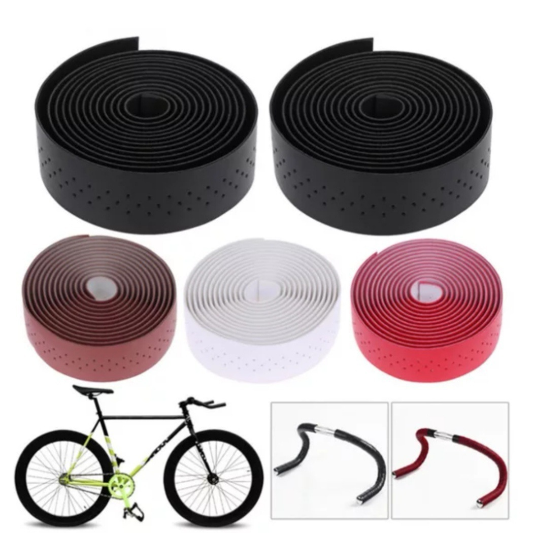 Cinta para manillar de bicicleta, transpirable, perforada, de cuero Pu, cómoda, ligera, antideslizante, producto novedoso