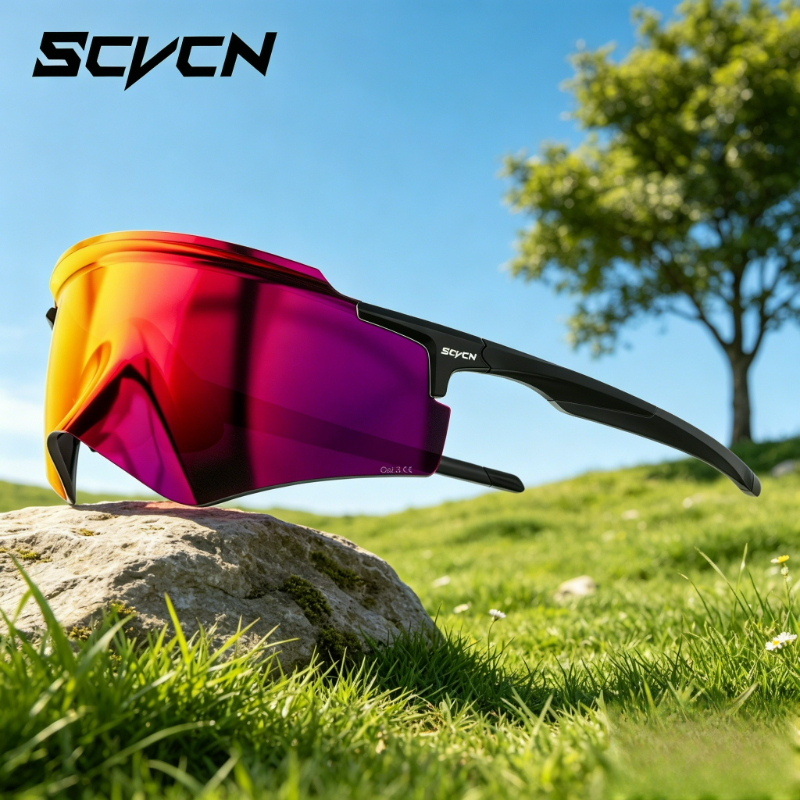 SCVCN Kacamata Hitam Mendaki Gunung Model Terbaru untuk Pria, Lensa Bersepeda, Lari Maraton, Kacamata UV400 untuk Wanita, Kacamata Hiking Anti Angin