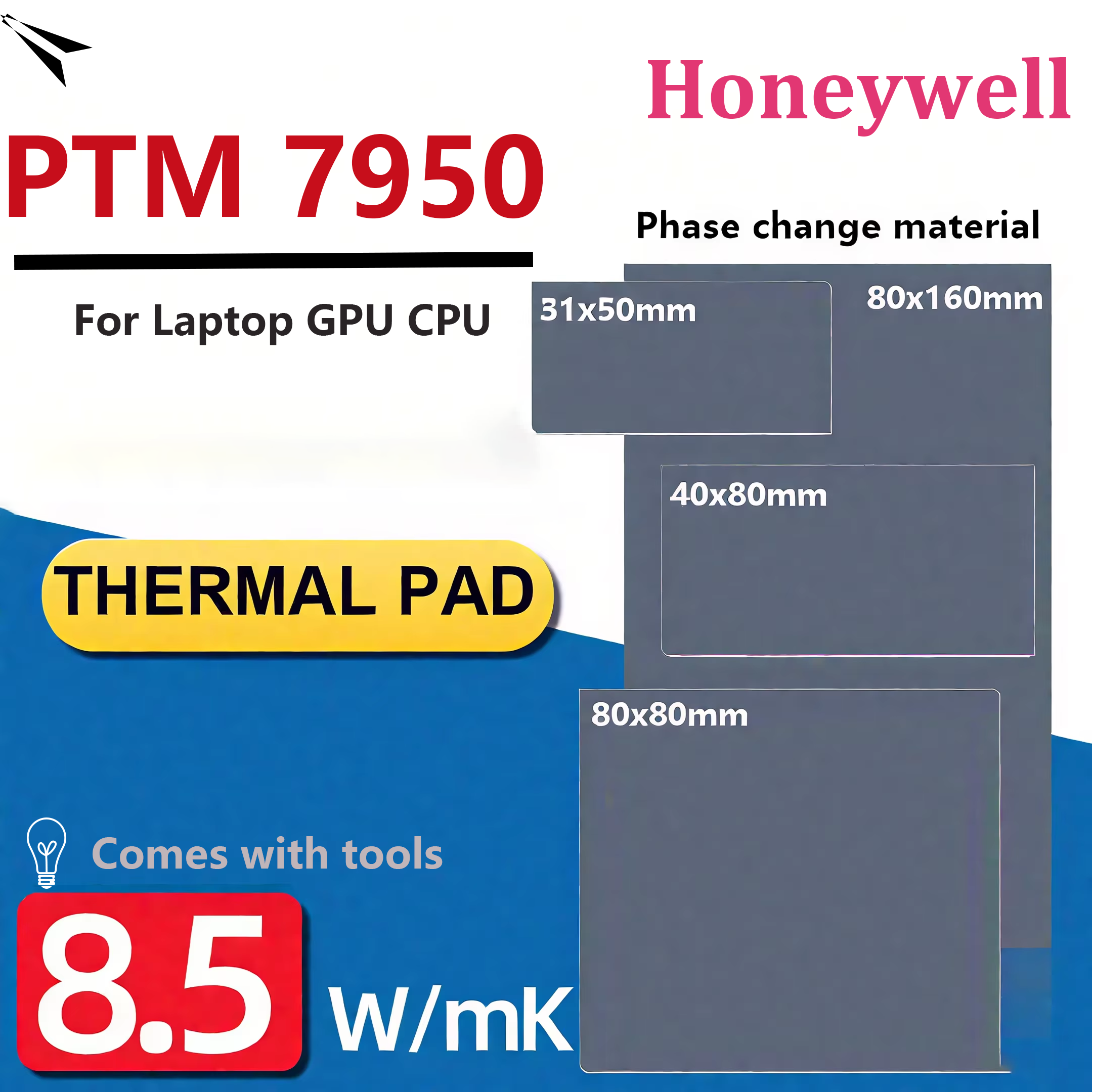 Honeywell PTM7950 Phase Change Pad 8,5 Вт/мк Термопаста Материал ноутбука/CPU/GPU Радиатор Охлаждающая теплопроводящая паста Pad