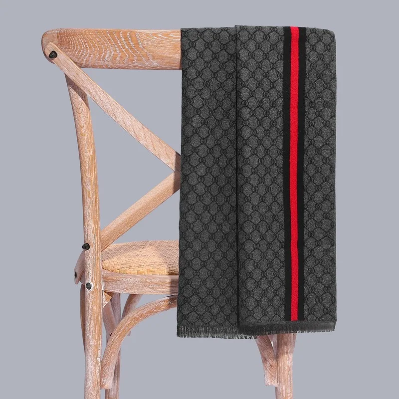 Bufanda de diseñador de marca de lujo para hombre, bufandas de negocios de Cachemira de alta calidad, chal cálido de invierno, bufandas de seda Vintage, regalos, 2024