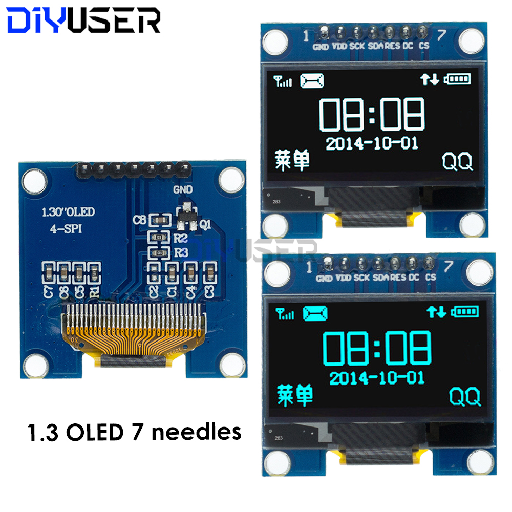 Módulo OLED de 1,3 pulgadas 128x64 IIC SPI interfaz dual 7 pines SH1106 para Arduino Raspberry Pi STM32