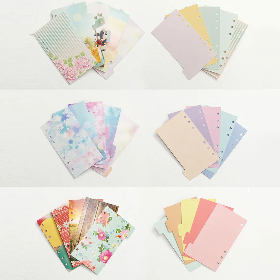 Separador de acuarela A5 A6, índice de papel, clasificación de página, separador de página, cuaderno de 6 agujeros, accesorios de partición de libros de hojas sueltas