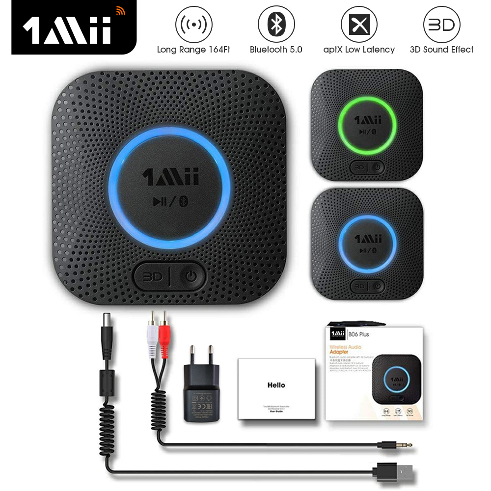 1Mii Penerima Audio Bluetooth AptX LL Dual Link RCA 3.5Mm AUX 3D Music 30M Adaptor Audio Nirkabel Jarak Jauh untuk Speake B06 Plus