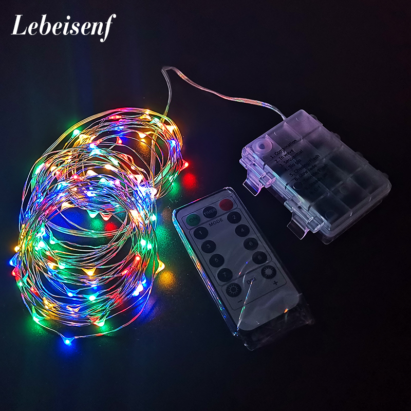 50LED 100LED srebrne girlandy świetlne LED wróżka girlanda świąteczne lampki dekoracyjne, pilot wodoodporny zasilacz akumulatorowy