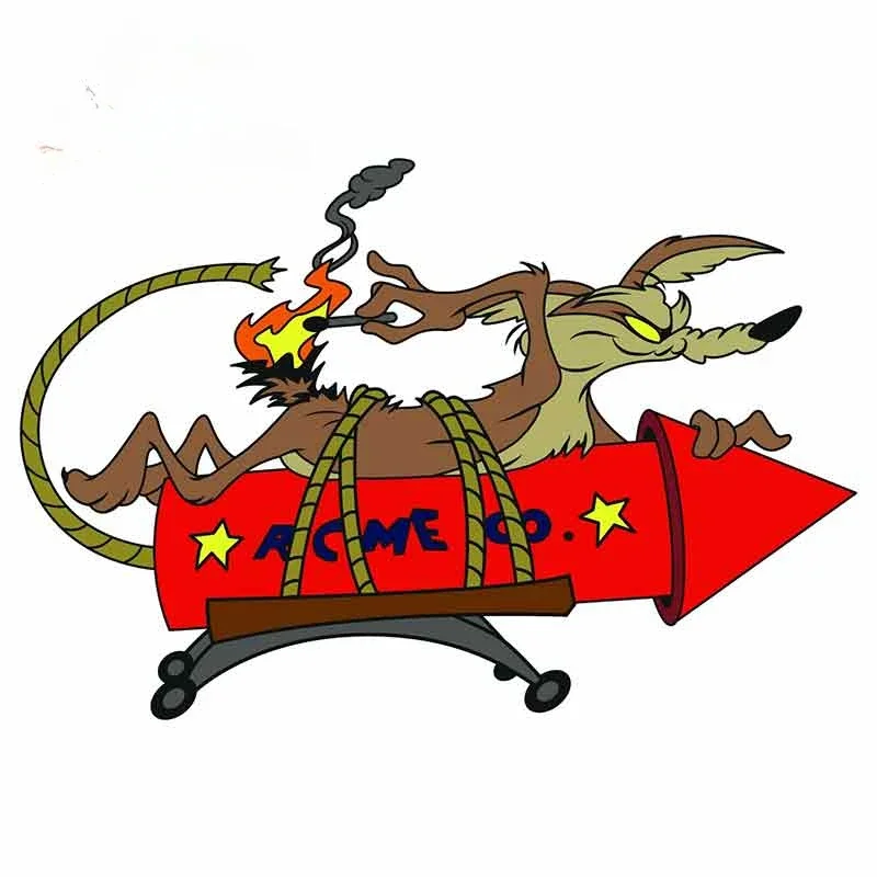 Pegatina de dibujos animados para coche Wile E Coyote ACME Rocket, calcomanía de vinilo, estilo de coche de Anime, accesorios impermeables para coche