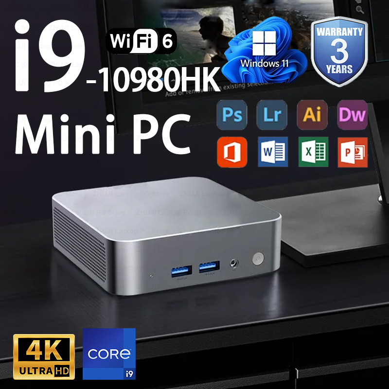 Mini PC 2026 Intel Core i9 10980HK Windows 11 Grafica UHD 16GB 32GB DDR4 1TB 2TB SSD WiFi 6 BT5.2 Desktop PC Computer da Ufficio