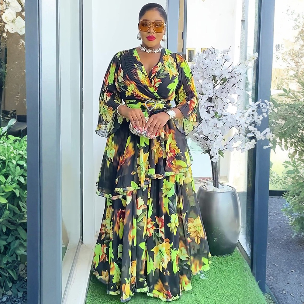 Vestidos africanos elegantes para mulheres 2025 nova moda verão impressão robe plus size turquia muçulmano casamento festa de noite vestido longo