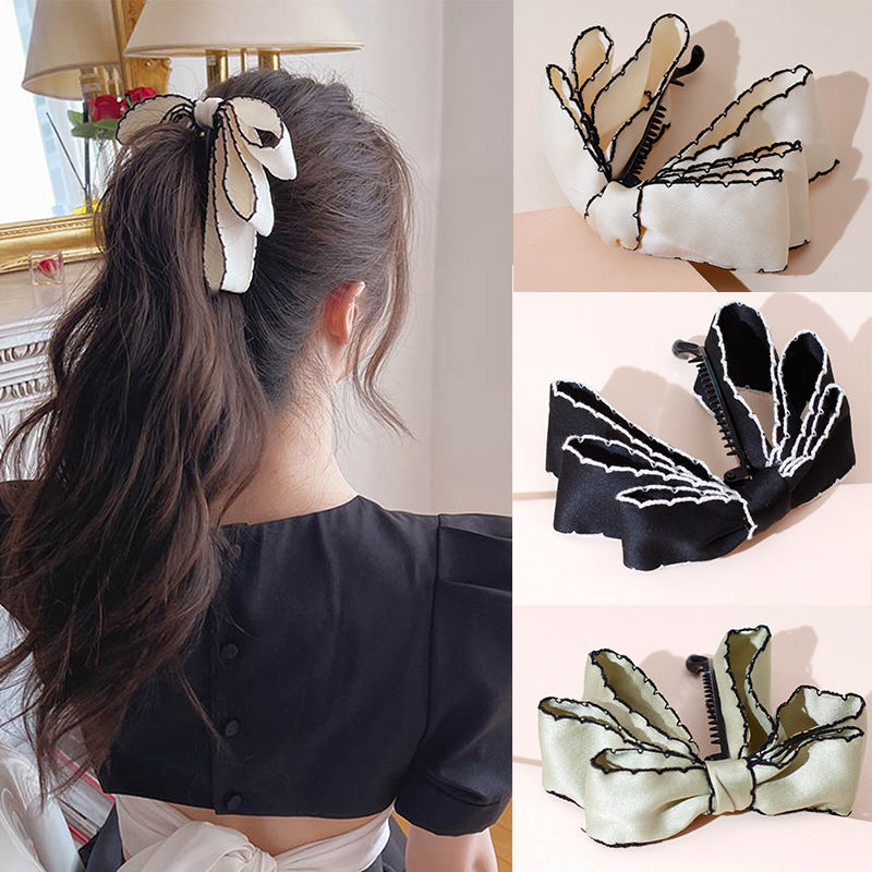 Lystrfac Nieuwe Effen Kleur Mode Stof Boog Banaan Haarspeldjes Haarspeld voor Vrouwen Terug Hoofd Paardenstaart Hoofdtooi Haaraccessoires