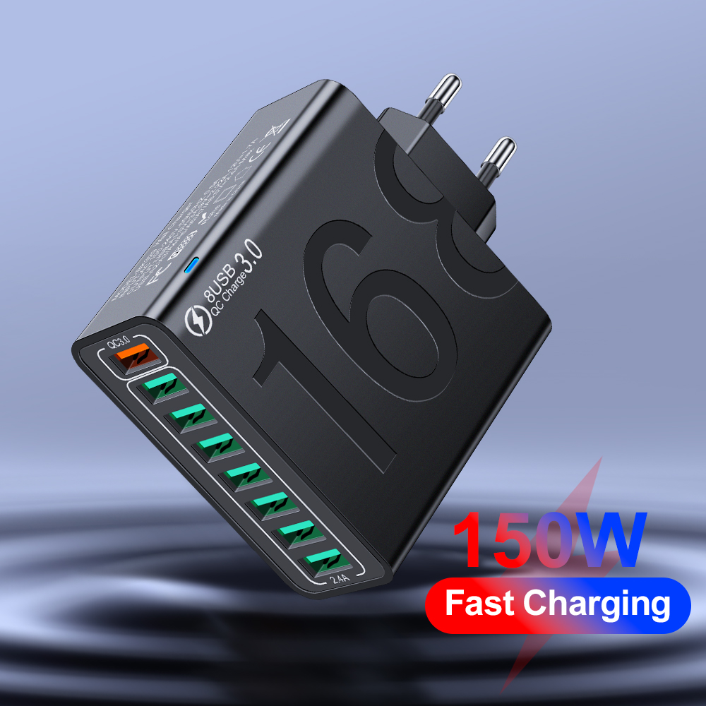 Зарядное устройство всего 150 Вт USB Quick Charge 3.0 Адаптер для зарядки мобильного телефона Быстрое настенное зарядное устройство для iPhone Xiaomi Huawei Вилка EU/US/KR