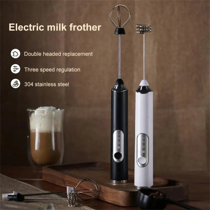 Portátil duplo vara sem fio batedor creme foamer mini liquidificador portátil café leite três velocidade controle ovo branco chicoteado usb