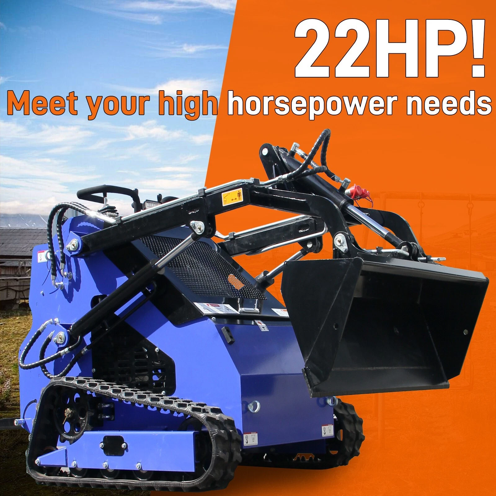 Hydraulic 22HP Skid Steer Loader Crawler Pair with tray fork,easy to operate USA Inventory Construction Machinery