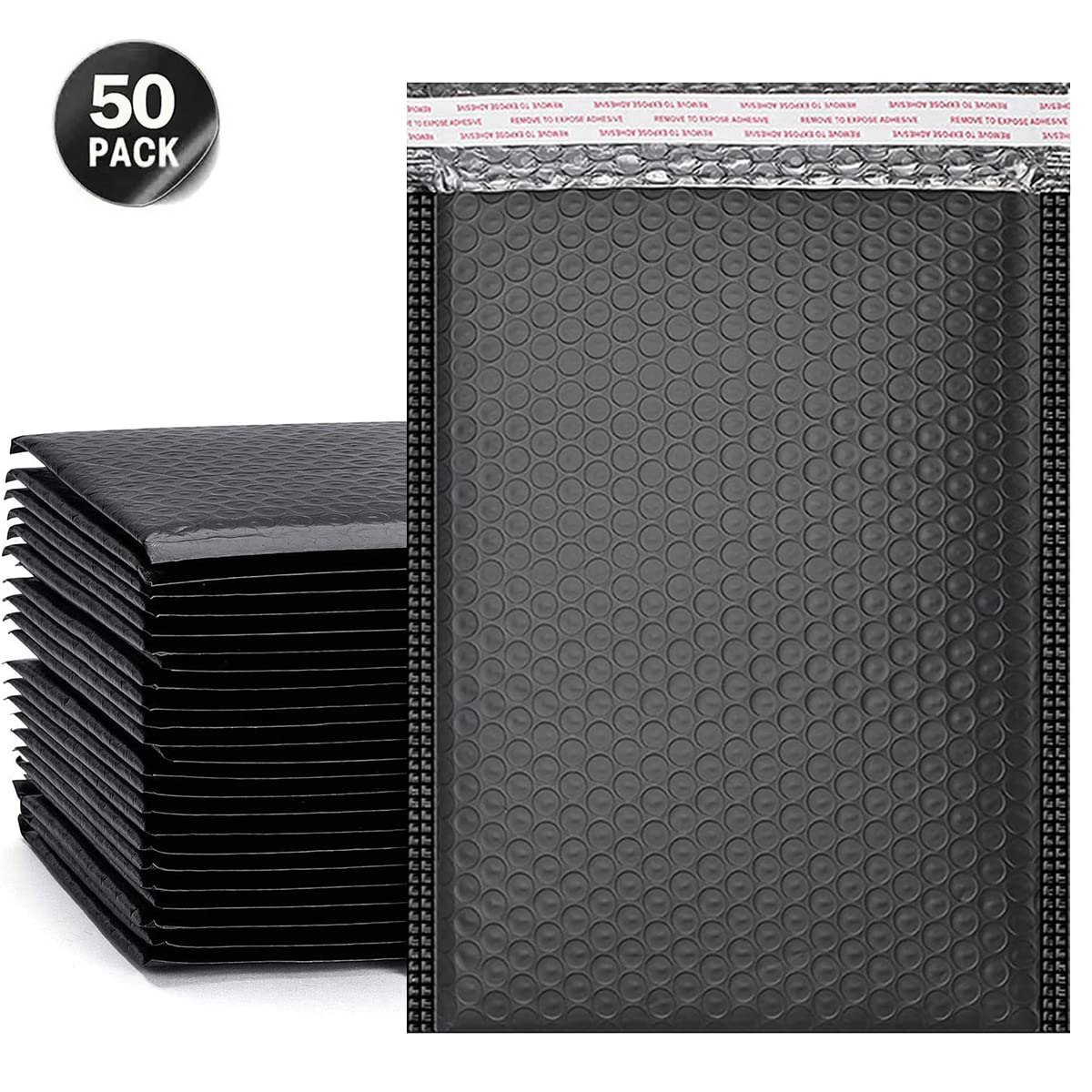 50 Uds. Sobres de correo acolchados con burbujas de Color negro, sobres de correo de polietileno para embalaje, bolsa de envío autosellada, bolsa de burbujas
