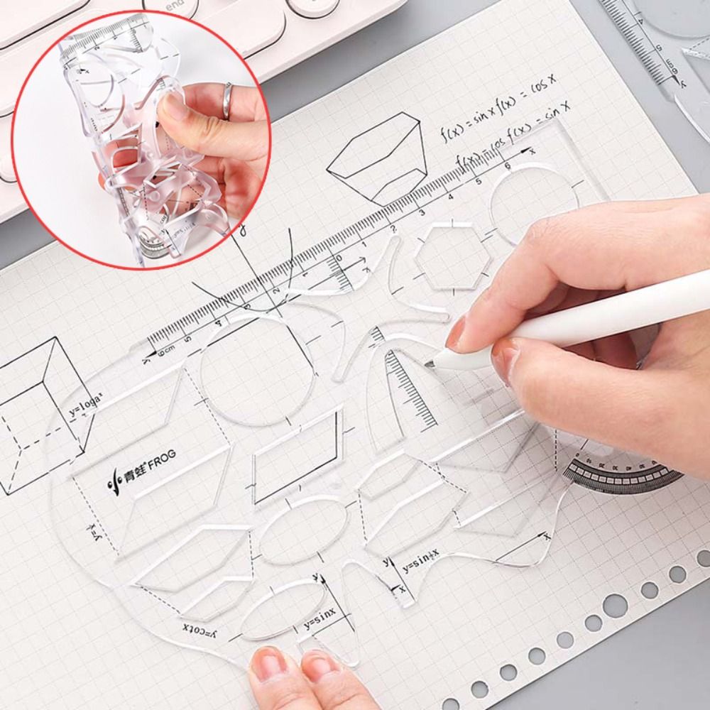 Herramienta de medición de aprendizaje de dibujo geométrico, papelería creativa, regla de función de matemáticas, transportador, regalo para estudiantes