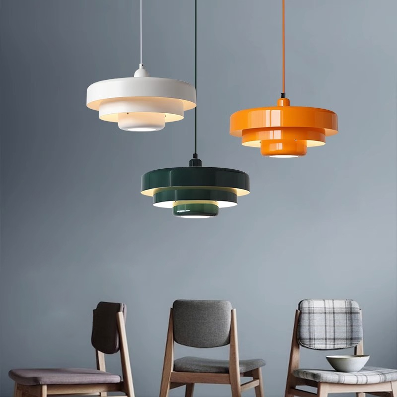 Lámpara colgante de estilo nórdico para decoración del hogar, luz LED naranja Vintage para dormitorio, mesita de noche, restaurante, salas de estar, accesorio de mediados de siglo