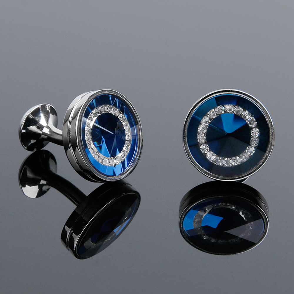 TOMYE – boutons de manchette de luxe pour hommes, en cristal, haute qualité, français, rond, noir, bleu, robe formelle de mariage, cadeaux