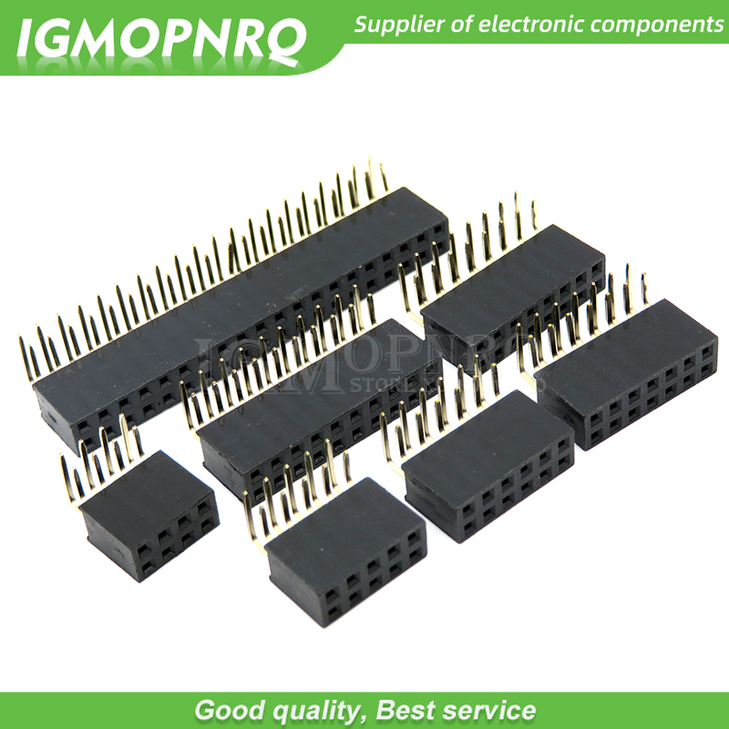 10PCS 2.54mm R/A Double Row Female 2~40P PCB Board Right angle Pin Header socket Connector Pinheader 2*/4/6/10/40Pin For Arduino