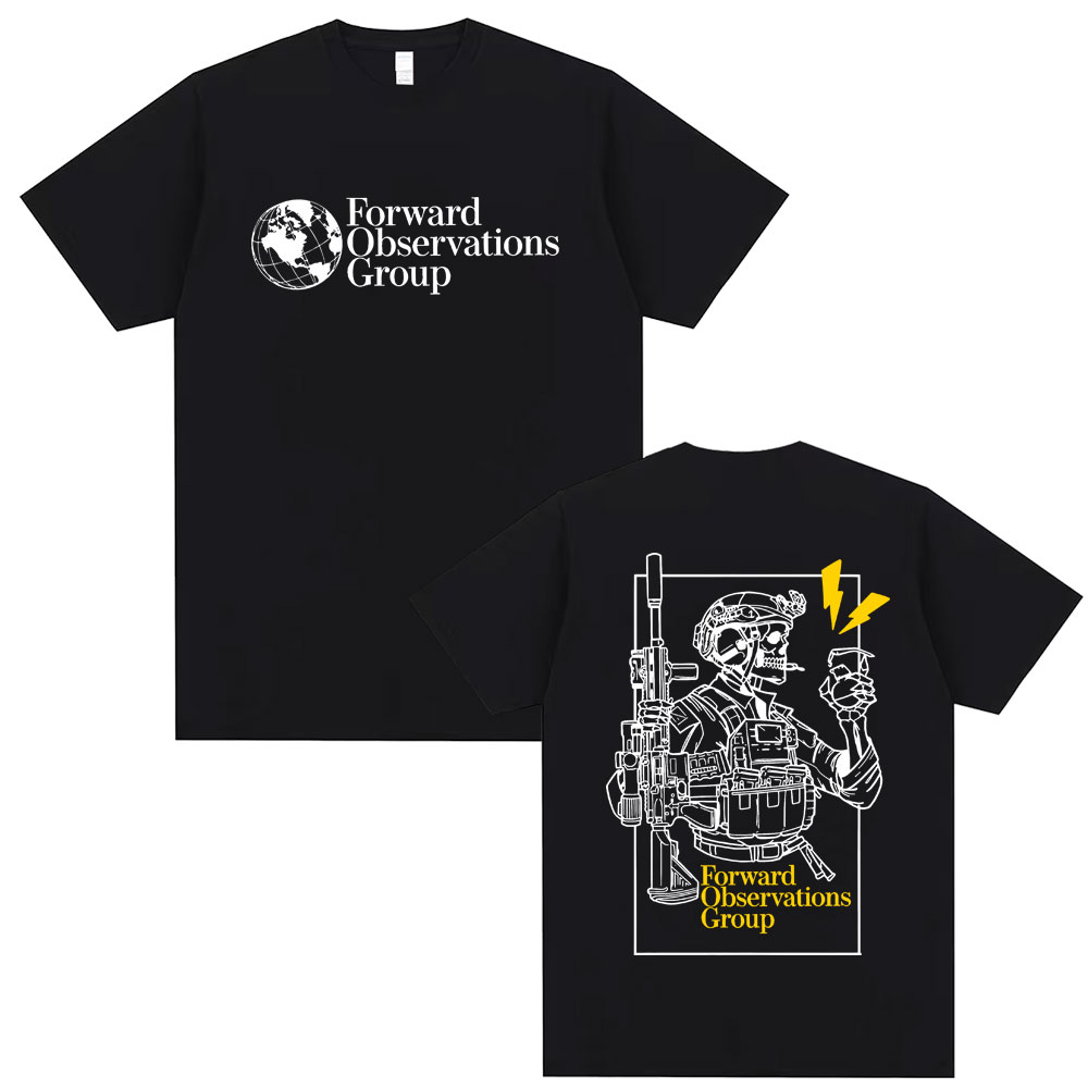 เสื้อยืดลายกราฟิกโครงกระดูกวินเทจของกลุ่ม Forward Observations เสื้อยืดลำลองผ้าฝ้ายสำหรับผู้ชายและผู้หญิง เสื้อยืดโอเวอร์ไซส์สไตล์สตรีทแวร์สำหรับผู้ชาย