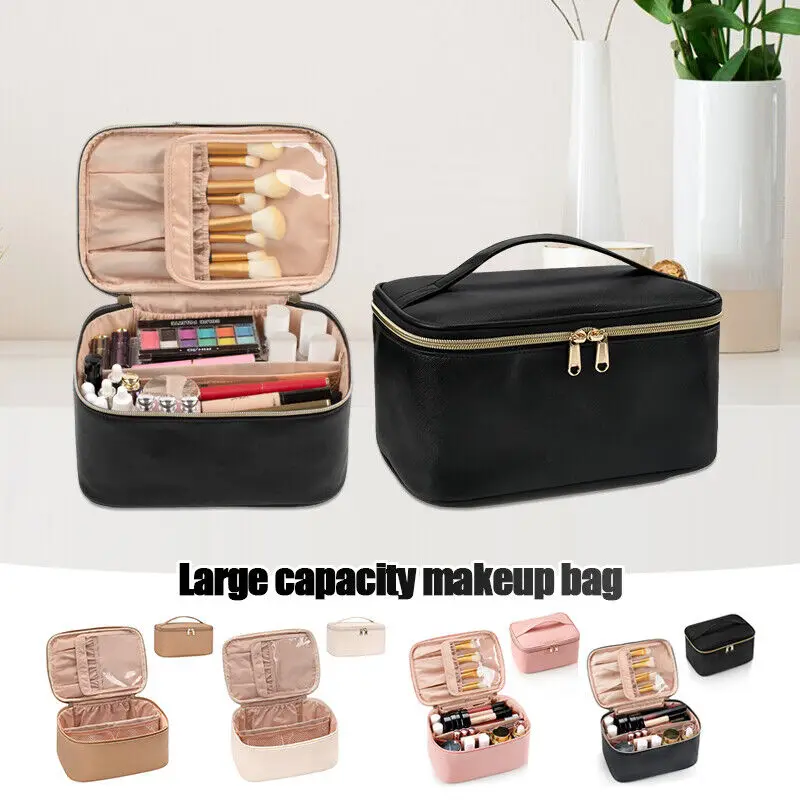 Bolsa de armazenamento de higiene pessoal à prova d'água PU de grande capacidade Bolsa de cosméticos portátil de viagem da moda feminina para mulheres e homens