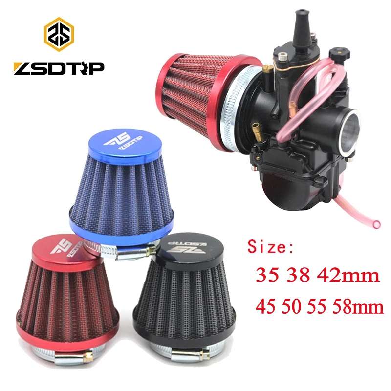 ZSDTRP-Filtre à air à pince universel pour carburateur de moto, nettoyeur conique d'entrée, 35mm 38mm 42mm 45mm 50mm 55mm 58mm