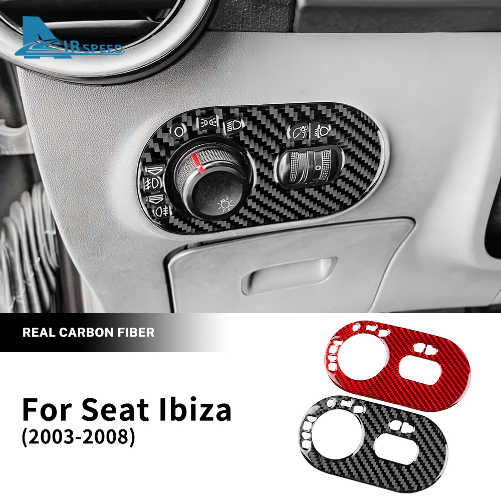 Reale Morbida Fibra di Carbonio Adesivo Per Seat Ibiza 6l 2003 2004 2005 2006 2007 2008 LHD Auto Faro Interruttore Telaio Pannello Accessori