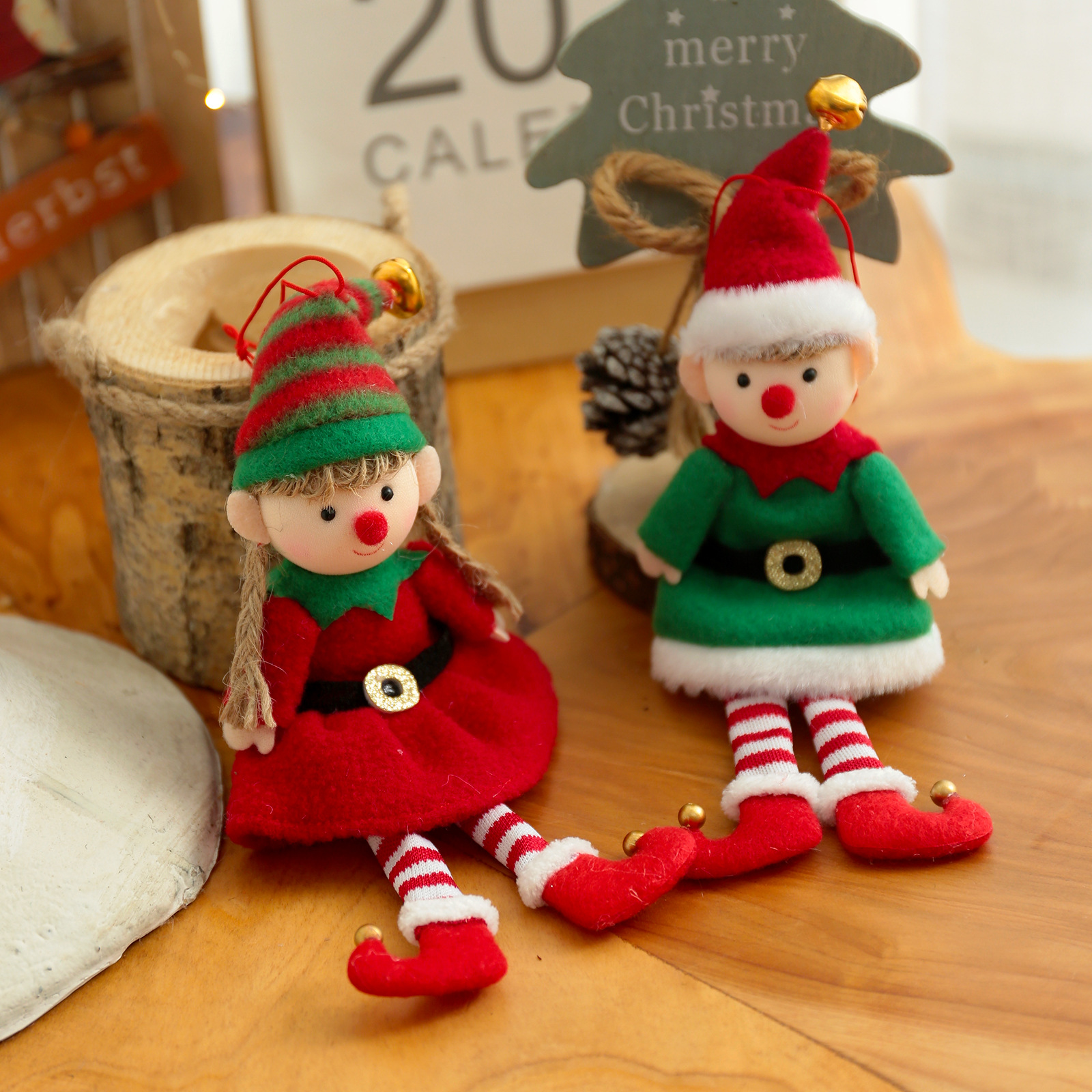 1 pçs elfos de natal bonecas de pelúcia pendurado ornamentos decoração da árvore de natal bonito menino menina elfo pingente crianças presentes ano novo noel