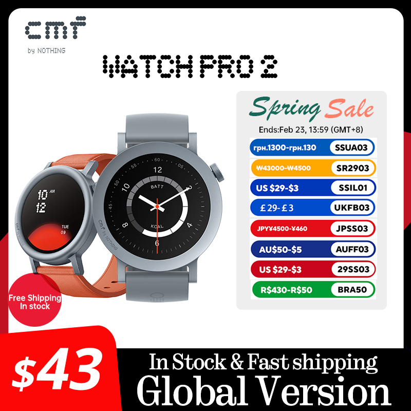 Global Version CMF by Nothing Watch Pro 2 1.32" AMOLED Bluetooth 5.3 BT Calls with AI Noise Reduction GPS Smartwatch CMF watch P