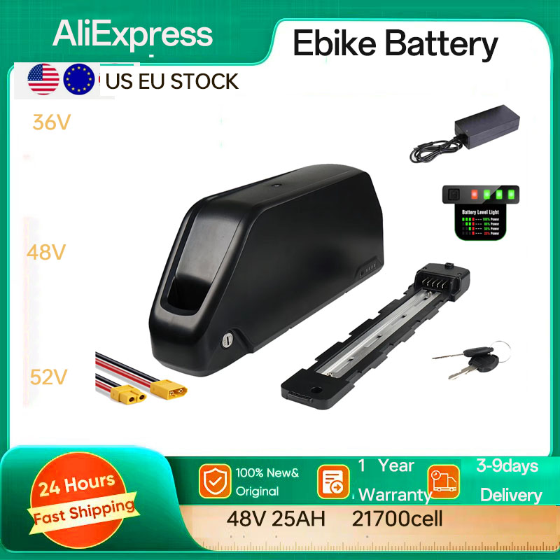 Sam-sung Polly 52V 25AH Bateria do roweru elektrycznego, montowana na ramie (downtube), 48V 25AH Bateria elektryczna, 50A BMS, Oryginalna bateria litowo-jonowa 21700, 250W-1800W