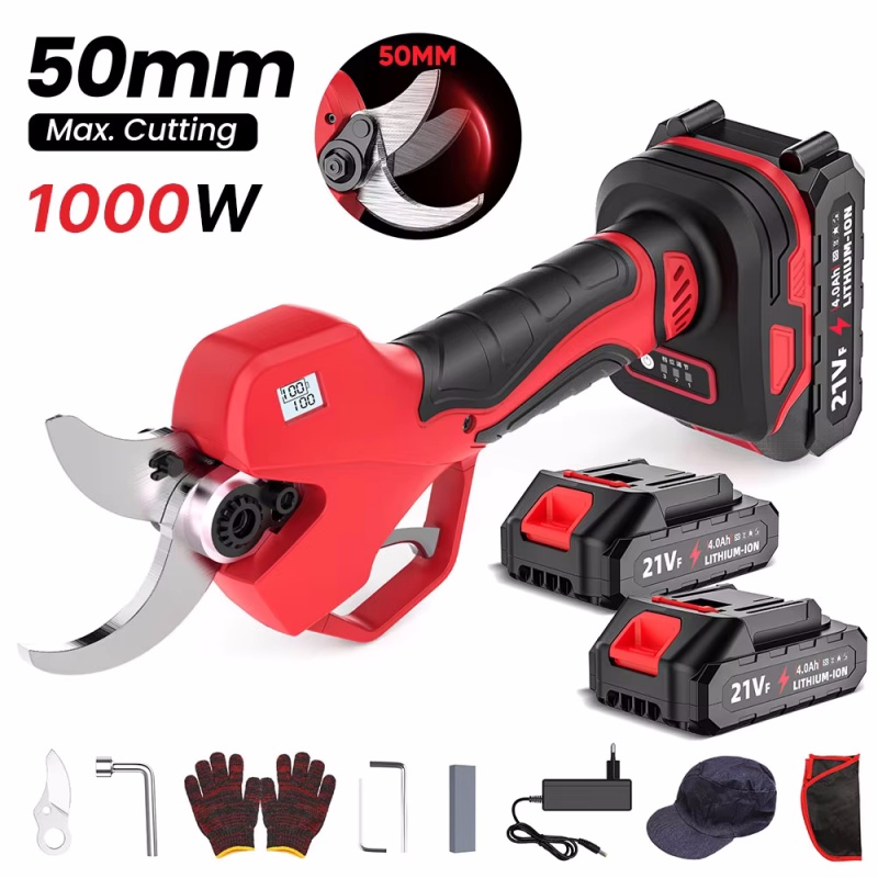 Tijeras de podar eléctricas inalámbricas de 50/40 mm de diámetro de corte con pantalla LCD utiliza un motor sin escobillas adecuado para huertos de jardines
