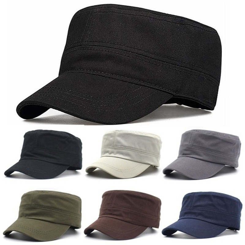 1 peça moda masculina feminina cinco cores unissex ajustável estilo clássico liso plano vintage chapéu do exército cadete boné de patrulha militar
