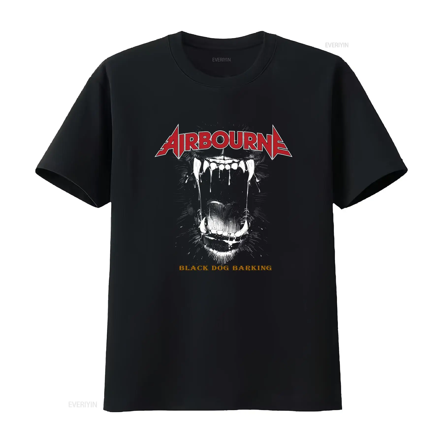 Maglietta Airbourne Black Dog Barking, tutte le taglie dalla S alla 5XL, 1L182 vintage, lavata, con grafica morbida, unisex, per l'uso quotidiano