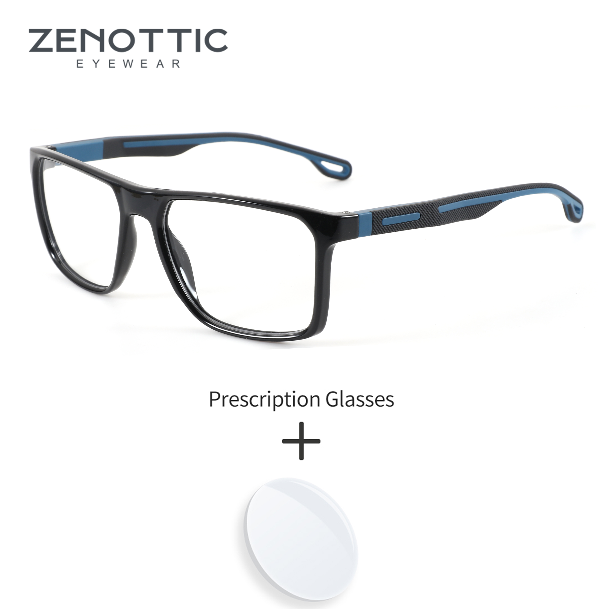 ZENOTTIC (M-maat) Man Plastic Vierkant Aangepaste Bril Minus Verziend Meekleurende Progressieve Herenbril Bijziendheid