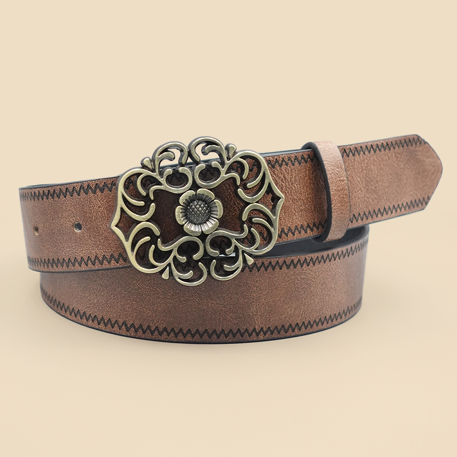 Klasyczny pasek w stylu retro w stylu western denim, modny pasek damski na co dzień, pasek z nadrukiem retro, klasyczny pasek dekoracyjny
