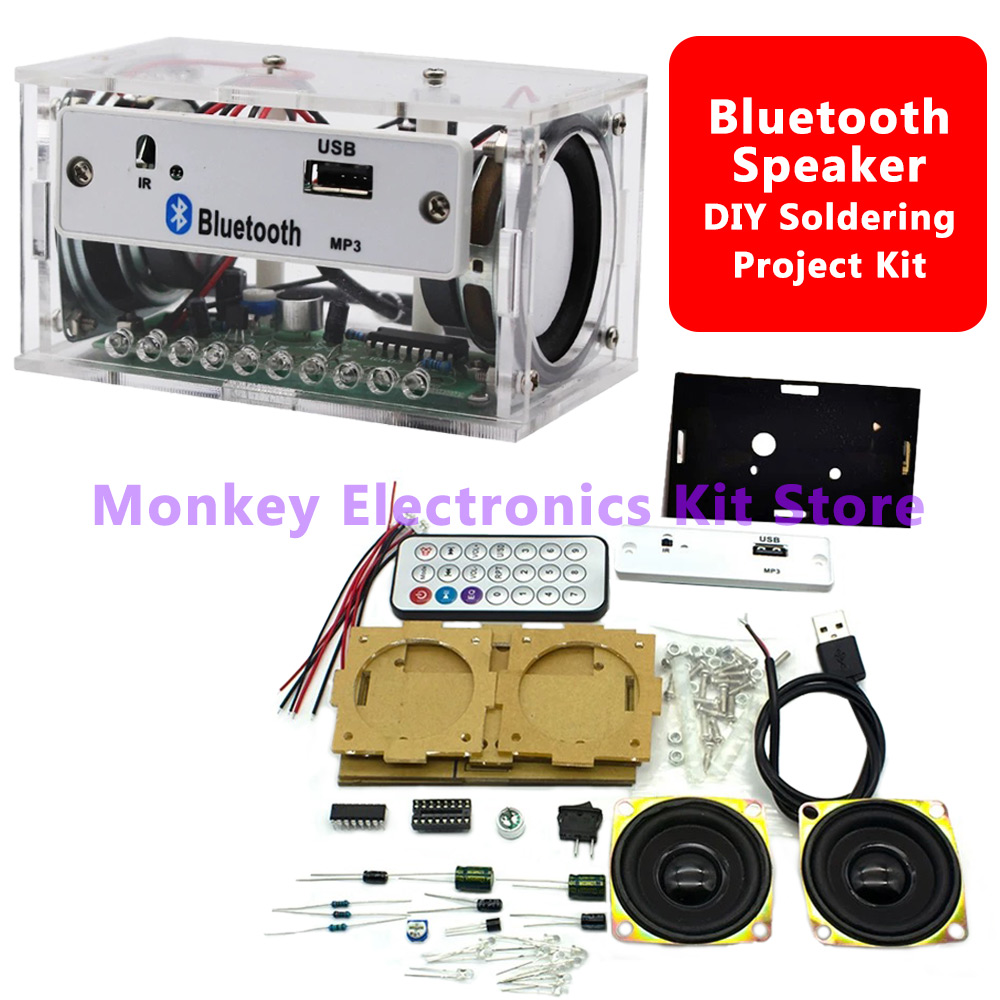 Kit eletrônico de alto-falante bluetooth, faça você mesmo, branco, projeto de solda, kit eletrônico, prática de ensino, kit de alto-falante estéreo bluetooth