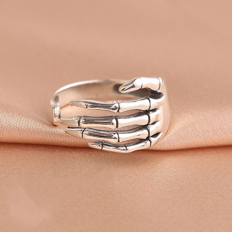 Bagues ouvertes en forme de main squelettique en argent sterling 925 pour femmes, bijoux de luxe de créateur pour fêtes, accessoires de Noël