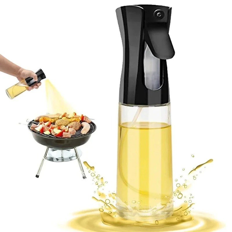 Flacon pulvérisateur d'huile polyvalent pour la cuisson et le grillage avec flacon compte-gouttes distributeur pulvérisateur en verre de 200 ml ou 300 ml