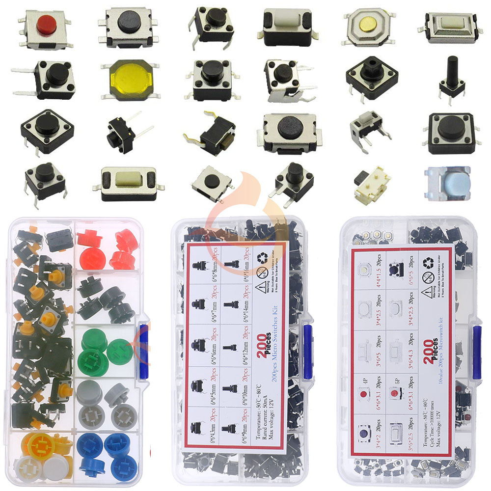 Mini bouton-poussoir Tactile momentané, télécommande de voiture, touches tactiles, bouton marche/arrêt DIP SMD, micro-interrupteur à monter soi-même, kit mixte